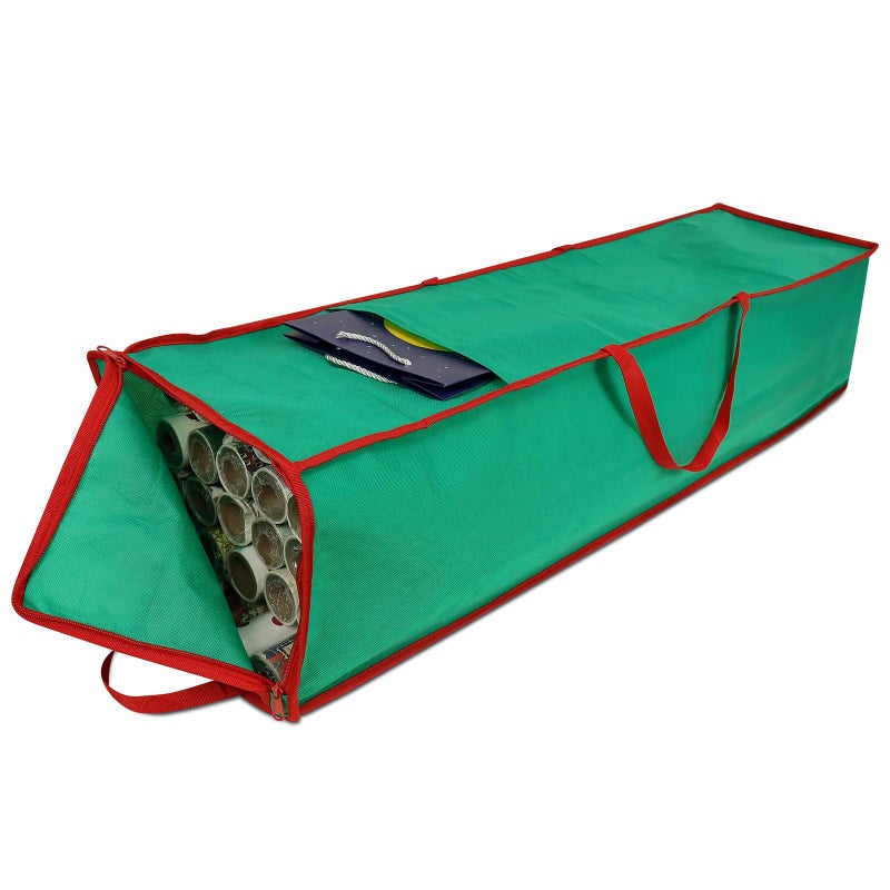 bruwaa Wrapping Paper Organizer Storage Bag Containers, 41 Inch Gift Wrapping Organizer Storage, Stores up to 25 Rolls 2â€ Diam, Green - Image 1