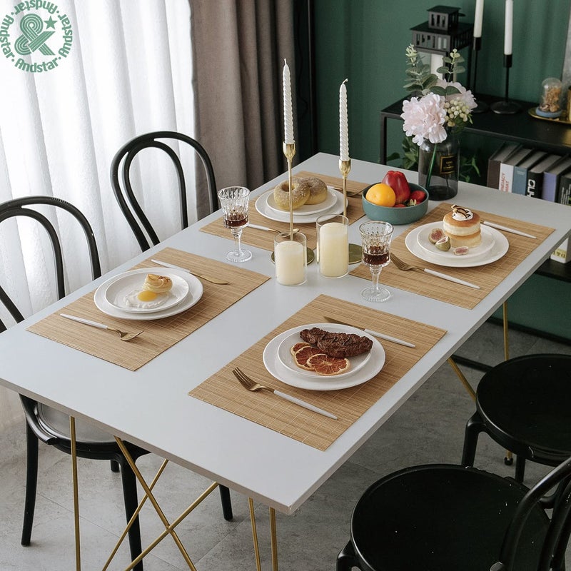 ANDSTAR Set of 8 Pcs Bamboo Placemats Sushi Rolling Mat Japanese Style Natural Anti-Slip, Washable Heat-Resistant Table Mats for Dining Room and Kitchenï¼ˆBrownï¼‰ - Image 5
