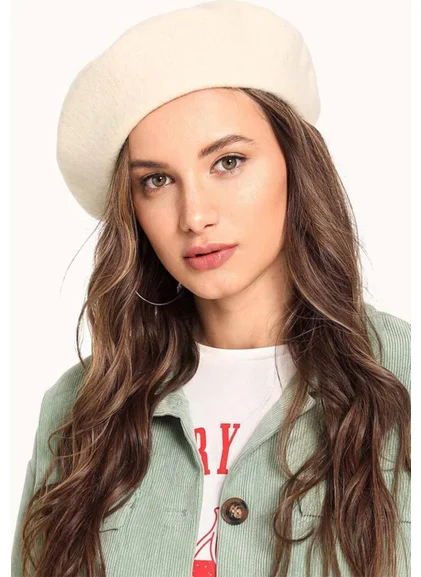 باهلس Ecru French Painter Felt Beret Hat
