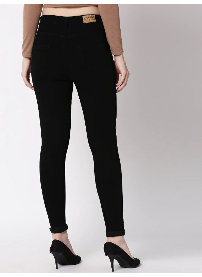 HIGH STAR Women Black Slim Fit High-Rise Clean Look Stretchable Jeans  - Image 3