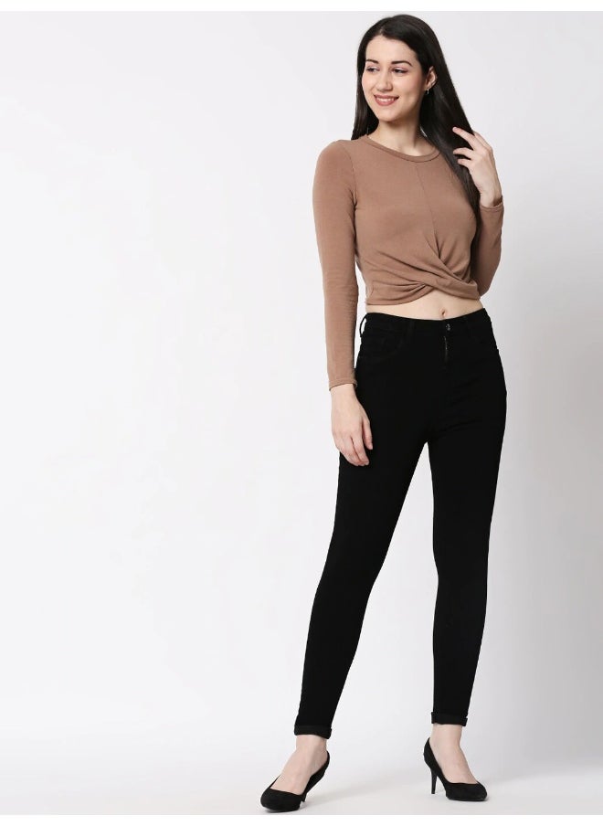 HIGH STAR Women Black Slim Fit High-Rise Clean Look Stretchable Jeans  - Image 2