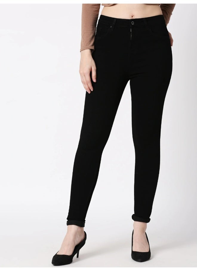HIGH STAR Women Black Slim Fit High-Rise Clean Look Stretchable Jeans  - Image 4