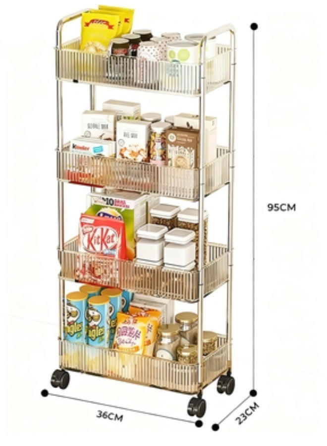 Arabest 4 Tier Acrylic Storage Trolley, Multifunctional Utility Rack for Kitchen, Living Room & Bathroom, Space-Saving Organizer for Homeowners, Housewives & Office Workers - Image 2