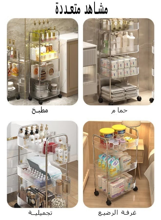 Arabest 4 Tier Acrylic Storage Trolley, Multifunctional Utility Rack for Kitchen, Living Room & Bathroom, Space-Saving Organizer for Homeowners, Housewives & Office Workers - Image 3