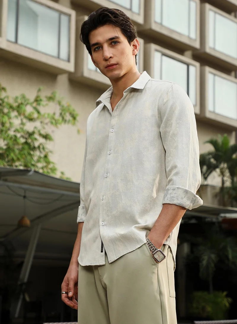 CAHOOT  Men's Off-White Splash-Jacquard Shirt for Men | Best Price UAE