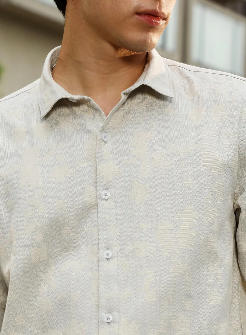 CAHOOT  Men's Off-White Splash-Jacquard Shirt for Men | Best Price UAE