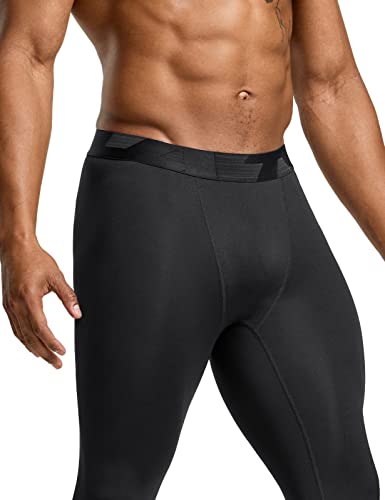 TSLA Men's Compression Pants - Cool Dry Athletic Sports Workout Running Tights Leggings Baselayer, Hyper Control Pants Black, Large - Image 4