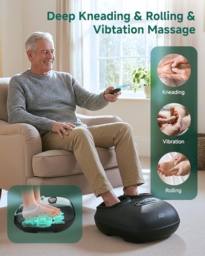 Snailax Shiatsu Foot Massager with Heat Deep Kneading Compression Vibration Electric Feet Massage Machine for Plantar FasciitisNeuropathyFoot WarmerRemote ControlSize 13Gifts - Image 5
