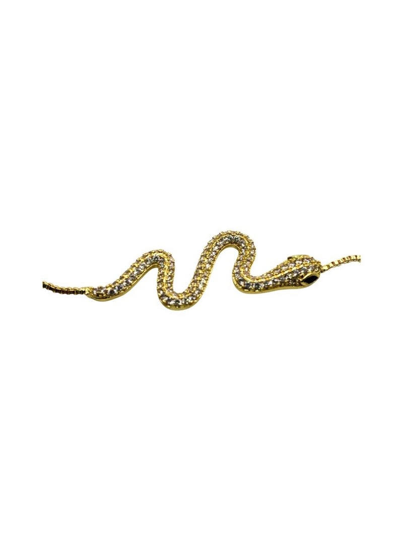 Influence Germany - cartier style 18k Gold Adjustable Snake Chain Bracelet with Rhinestone Accents - Image 1