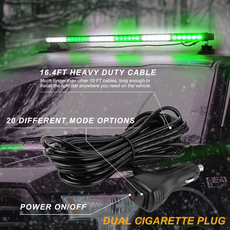 ASPL 38.5" 78 LED Strobe Light Bar Double Side Flashing High Intensity Emergency Warning Flash Strobe Light with Magnetic Base for Safety Construction Vehicles Tow Trucks Pickup (Green/White) - Image 5