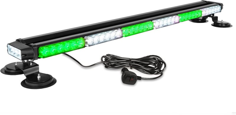 ASPL 38.5" 78 LED Strobe Light Bar Double Side Flashing High Intensity Emergency Warning Flash Strobe Light with Magnetic Base for Safety Construction Vehicles Tow Trucks Pickup (Green/White) - Image 1
