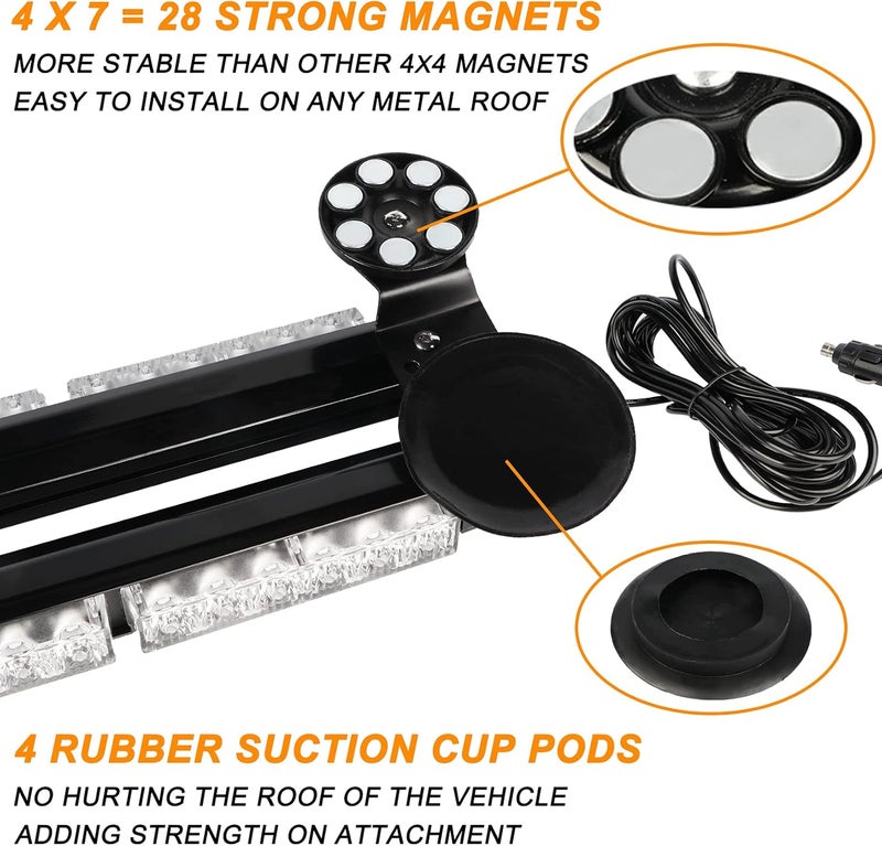 ASPL 38.5" 78 LED Strobe Light Bar Double Side Flashing High Intensity Emergency Warning Flash Strobe Light with Magnetic Base for Safety Construction Vehicles Tow Trucks Pickup (Green/White) - Image 4