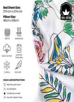 Raymond Raymond Home King Flat Sheet Bedsheet 200 Thread Count Luxirious 100% Long Staple Cotton Bedding Printed Sateen Percale Finish Bed Linen with 2 Pillow Case - Purple (274 * 274 CM)  - Image 5
