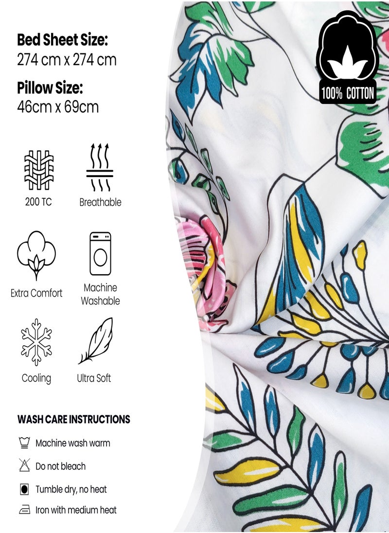 Raymond Raymond Home King Flat Sheet Bedsheet 200 Thread Count Luxirious 100% Long Staple Cotton Bedding Printed Sateen Percale Finish Bed Linen with 2 Pillow Case - Purple (274 * 274 CM)  - Image 5