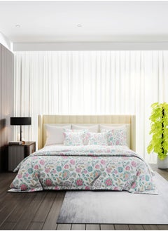 Raymond Raymond Home King Flat Sheet Bedsheet 200 Thread Count Luxirious 100% Long Staple Cotton Bedding Printed Sateen Percale Finish Bed Linen with 2 Pillow Case - Purple (274 * 274 CM)  - Image 2