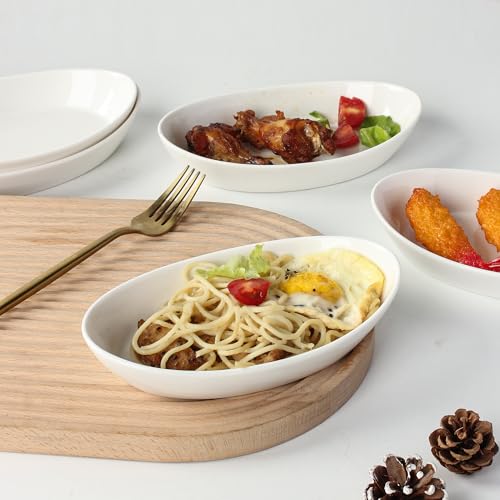 UIBFCWN Au Gratin Baking Dishes for Oven Safe, Porcelain Mini Casserole Dish (4pc Set). 10oz Individual Gratin Dishes Set, Ceramic Small Baking Dish for Single Serving, Banana Split Bowls, 7.6x4.4in - Image 4