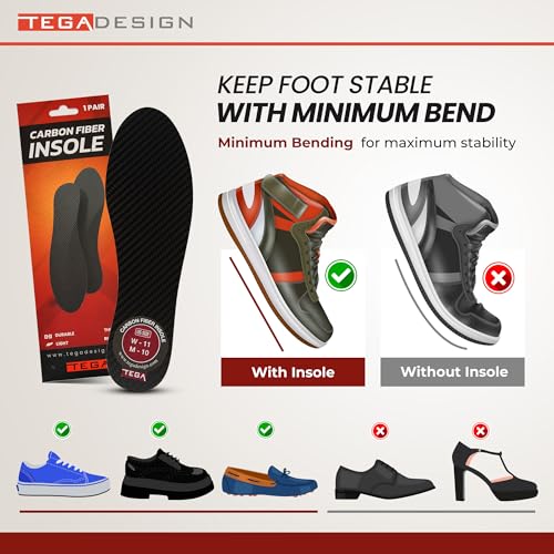 TEGA Carbon Fiber Insole 1 Pair for Turf Toe Foot Fractures Hallux Rigidus and Limitus Rigid Shoe Insert for Sports Hiking Trekking Basketball Running Alternative to Post Op ShoeW11M10 - Image 5