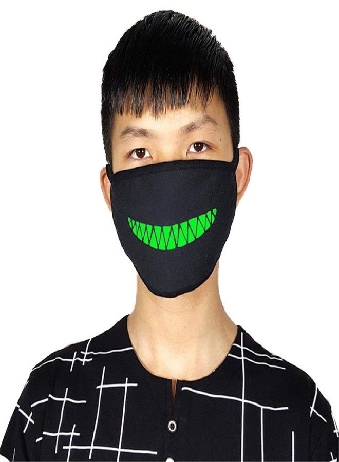 Vritraz Glow in the dark luminous Unisex Cotton Blend Anti Dust, Pollution Face Mouth Mask Black for Man Woman HappyTeeth - Image 3