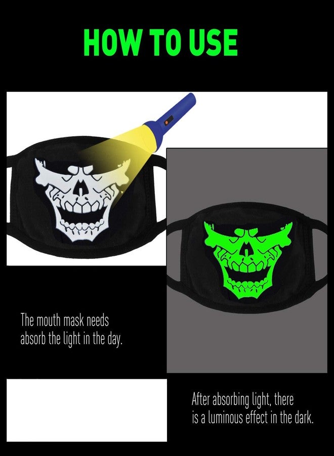 Vritraz Glow in the dark luminous Unisex Cotton Blend Anti Dust, Pollution Face Mouth Mask Black for Man Woman HappyTeeth - Image 4