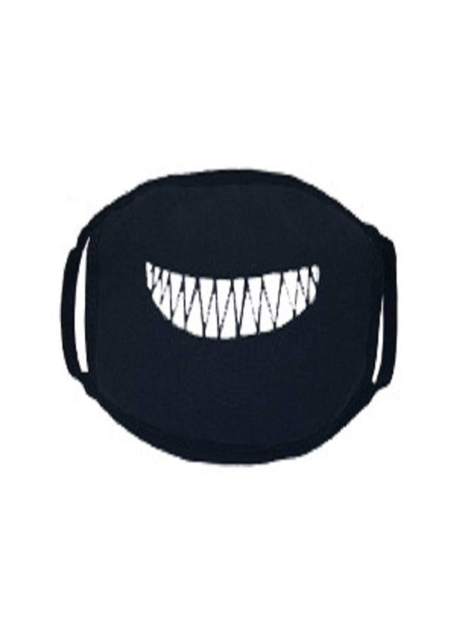 Vritraz Glow in the dark luminous Unisex Cotton Blend Anti Dust, Pollution Face Mouth Mask Black for Man Woman HappyTeeth - Image 1