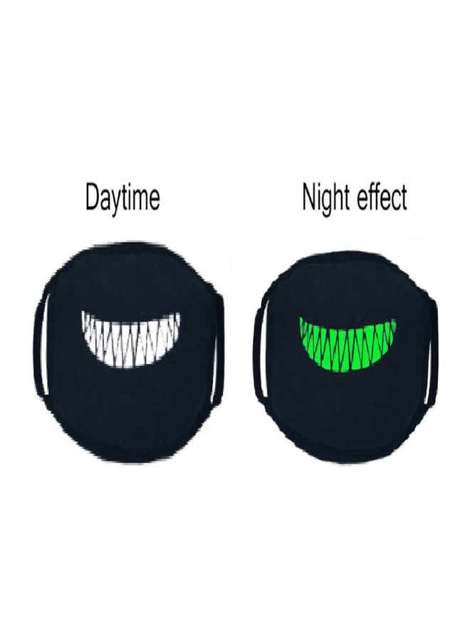 Vritraz Glow in the dark luminous Unisex Cotton Blend Anti Dust, Pollution Face Mouth Mask Black for Man Woman HappyTeeth - Image 2