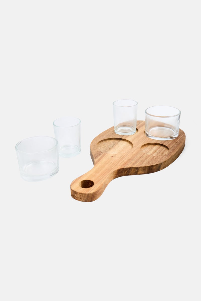EH Excellent Houseware 5 Pcs Serving Set, Tan - Image 2