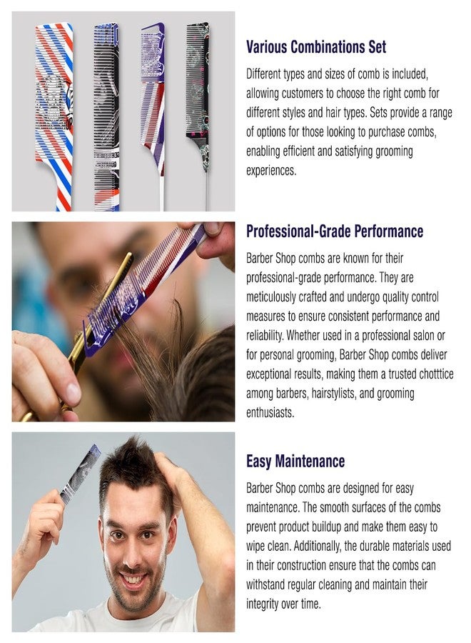STUDIO LIMITED StudioLimited Barber Shop Comb Set Professional Hair Styling Tools for Barbers Stylists (Pin Tail Comb, 6pcs) - Image 5