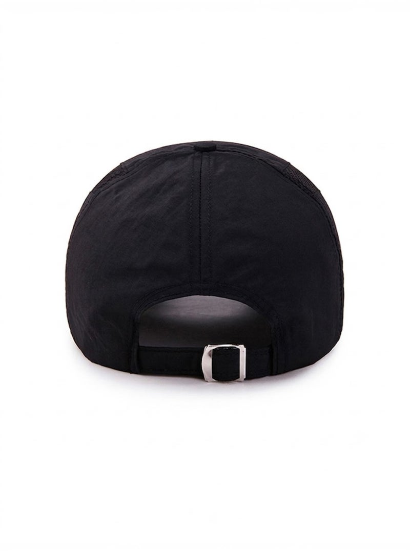 HASTE Quick Dry Mesh Cap - Breathable Curved Brim Adjustable - Black - Image 3
