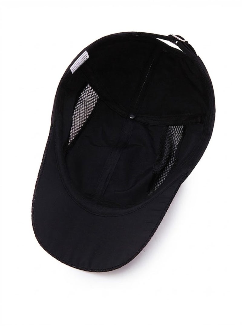 HASTE Quick Dry Mesh Cap - Breathable Curved Brim Adjustable - Black - Image 5