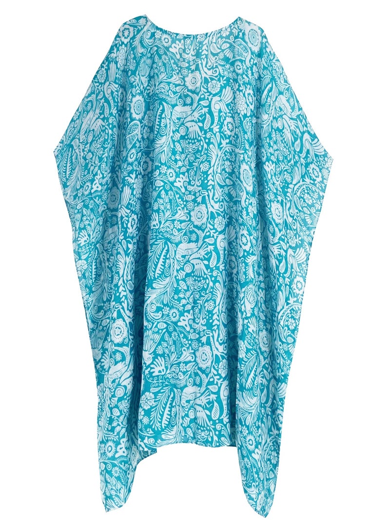 Moss Rose Women's Swimsuit Cover up Beach Kaftan for Bathing Suit with Floral Pattern - Image 2