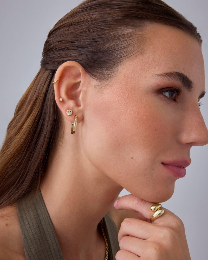 PAVOI Rhodium Plated 925 Sterling Silver Posts Dainty Emoji Screwback Earrings for Women | Dainty Helix Cartilage Piercing Jewelry | Smiley Flatback Stud Earrings - Image 4