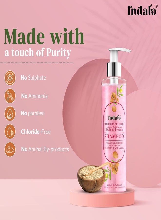 Indalo Quinoa Protein Colour Protect Shampoo with Argan Oil for Colour and Damaged Hair Repair - Keratin Hair Treatment Smoothing & Nourishing, Sulphate Free & Paraben Free - 200ml Each (Pack of 3) - Image 4