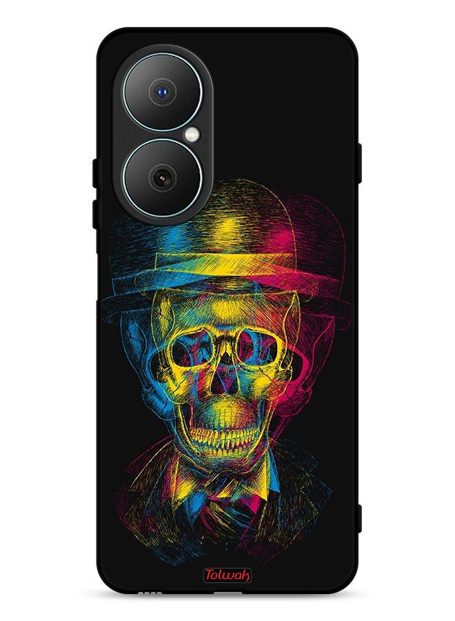 Tolwak Huawei Nova Y73 Protective Case Cover Skull Colorful Hat Fantasy Art