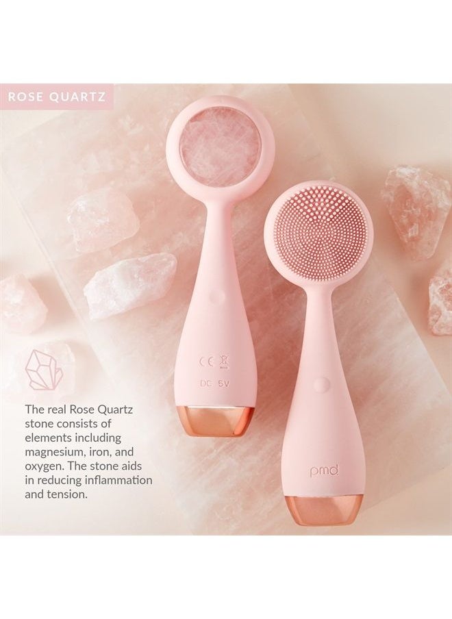 PMD Beauty - PMD Clean Pro RQ - Smart Facial Cleansing Device with Silicone Brush & Rose Quartz Gemstone ActiveWarmth Anti-Aging Massager - Waterproof - SonicGlow Vibration - Clear Pores & Blackheads - Image 1