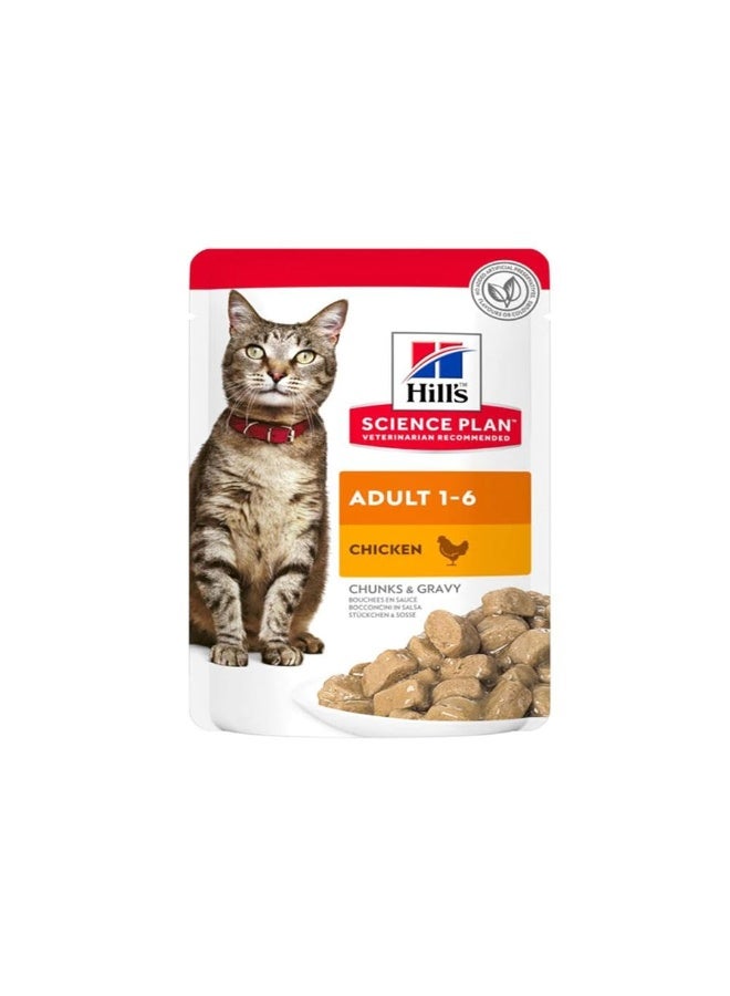 Hill's Science Plan Adult Cat Food with Tender Chicken in Rich Gravy for Cats Aged 1 to 6 Years 85g