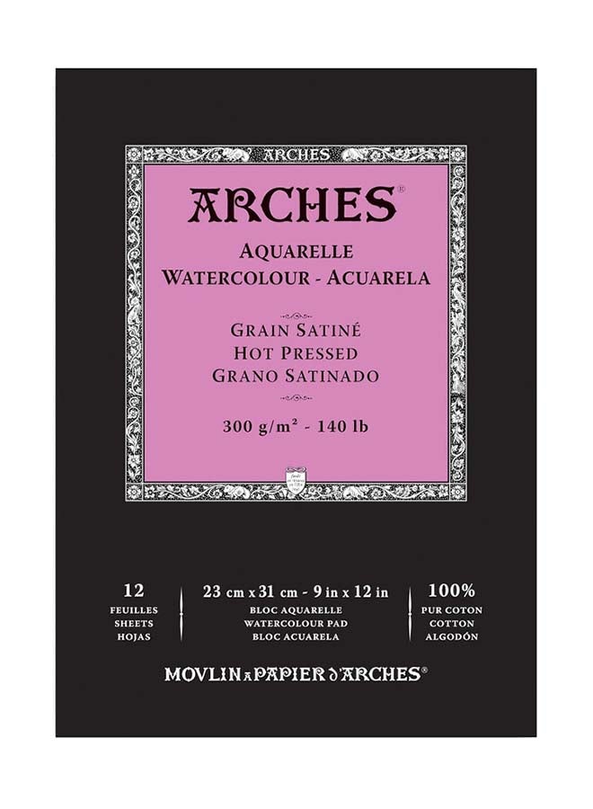 CANSON Arches Hot Pressed Cotton100%-14.8*21cm-300g-12paper