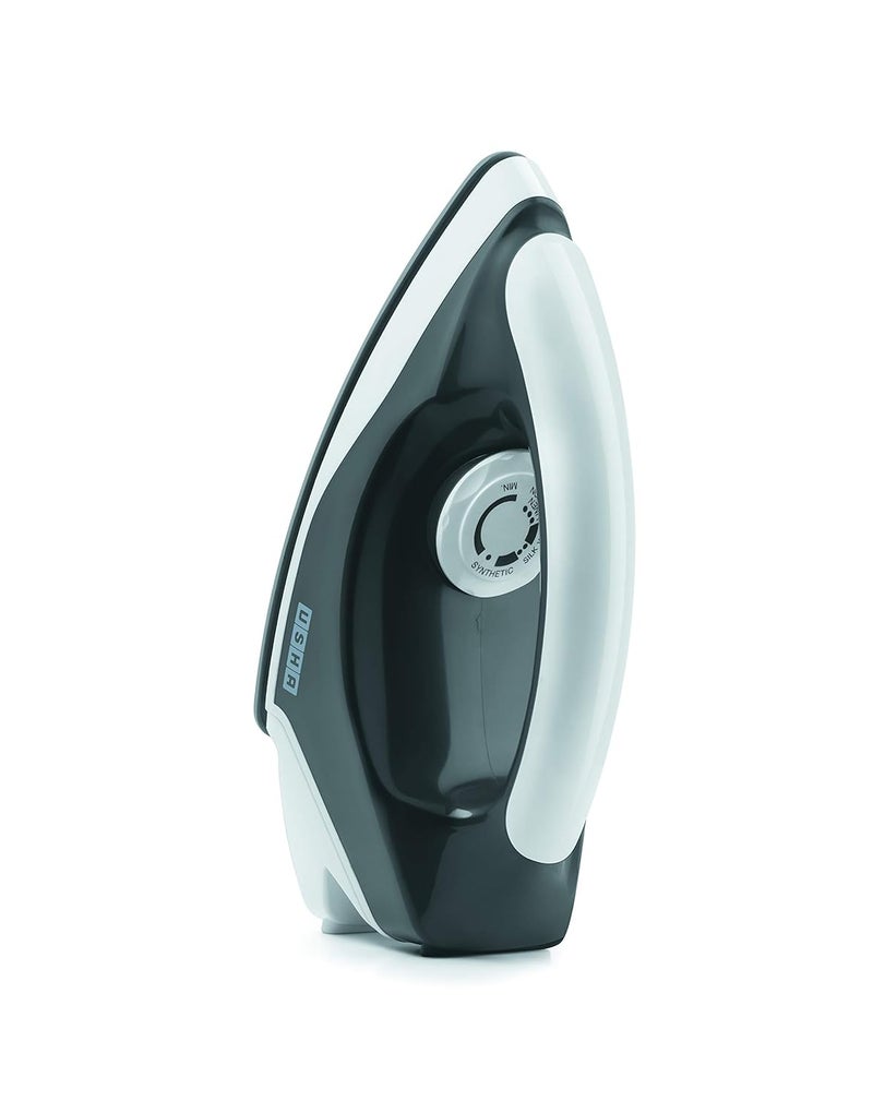 Usha مكواة كهربائية جافة بلاستيكية 1000 واط مع مؤشر ضوء ذيل مبتكر | قاعدة غير لاصقة سوداء لدوام أطول | إيقاف أمان عند ارتفاع درجة الحرارة | ضمان لمدة 2 سنوات | (رمادي وأبيض)  - Image 3