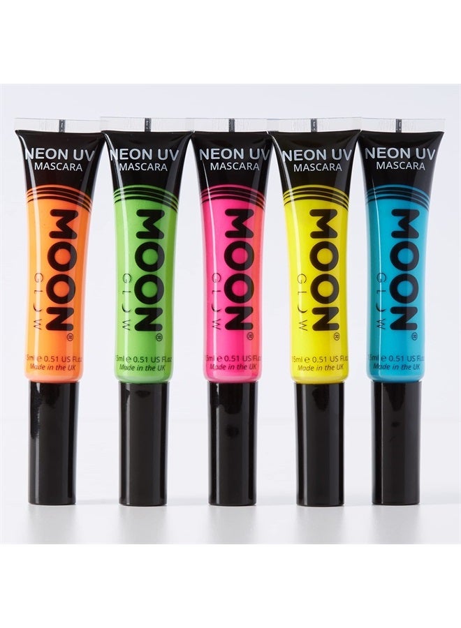 Moon Glow Neon UV Mascara | Set of 5 | Bright Neon Color, Glows under Blacklights/UV Lighting | Neon Make up - Image 1