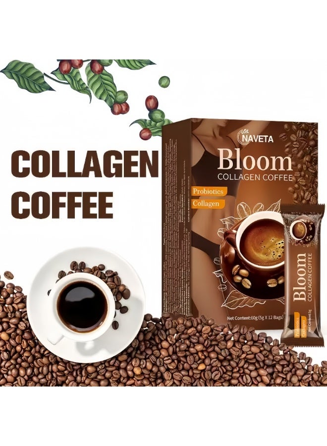 قهوة كولاجين NAVETA Bloom مع البروبيوتيك – عبوات صغيرة من 5 جم لكل حصة، مزيج قهوة لجمال ورفاهية لدعم مرونة الجلد وزيادة الطاقة اليومية | قهوة لذيذة معكوسة بالكولاجين والبروبيوتيك - Image 2