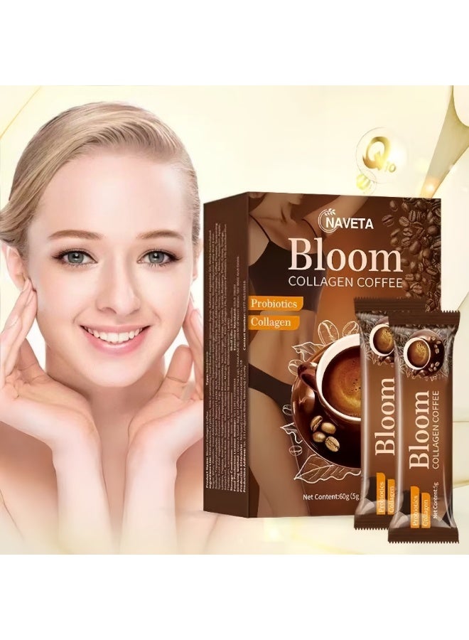 قهوة كولاجين NAVETA Bloom مع البروبيوتيك – عبوات صغيرة من 5 جم لكل حصة، مزيج قهوة لجمال ورفاهية لدعم مرونة الجلد وزيادة الطاقة اليومية | قهوة لذيذة معكوسة بالكولاجين والبروبيوتيك - Image 4