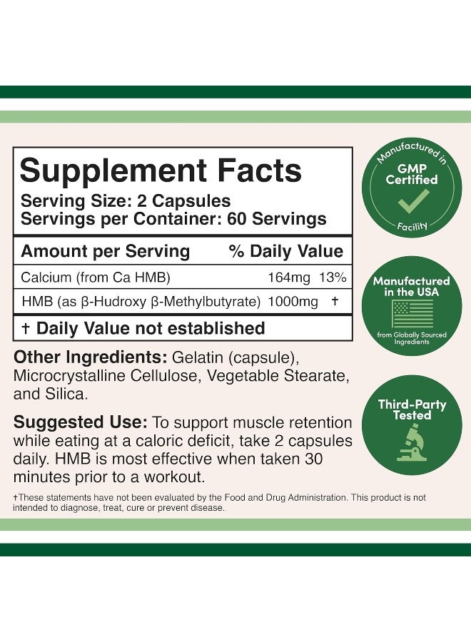 Double Wood Supplements HMB - 120 X 1000 Mg Capsules - Image 2
