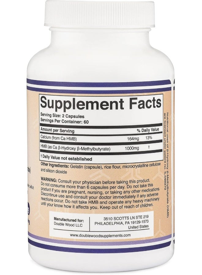 Double Wood Supplements HMB - 120 X 1000 Mg Capsules - Image 3
