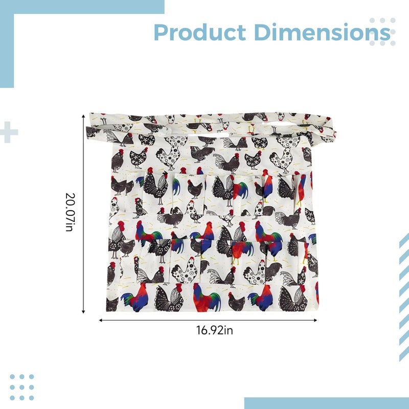 Set of 2 Egg Gathering Aprons with Pockets, 16.9 X 20.1 in, Ideal for Collecting Chicken Eggs - Image 3