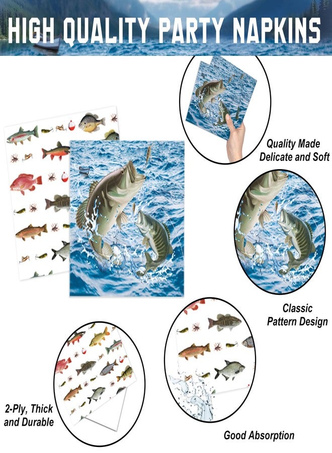 LINHAXM 178PCS Fishing Birthday Party Decorations Includes Plates, Napkins, Cups, Cutlery, Tablecloth, Cake & Cupcake Toppers, Banner, Hanging Swirls, Balloons for Fishing Party Decorations, Serve 20 - Image 4