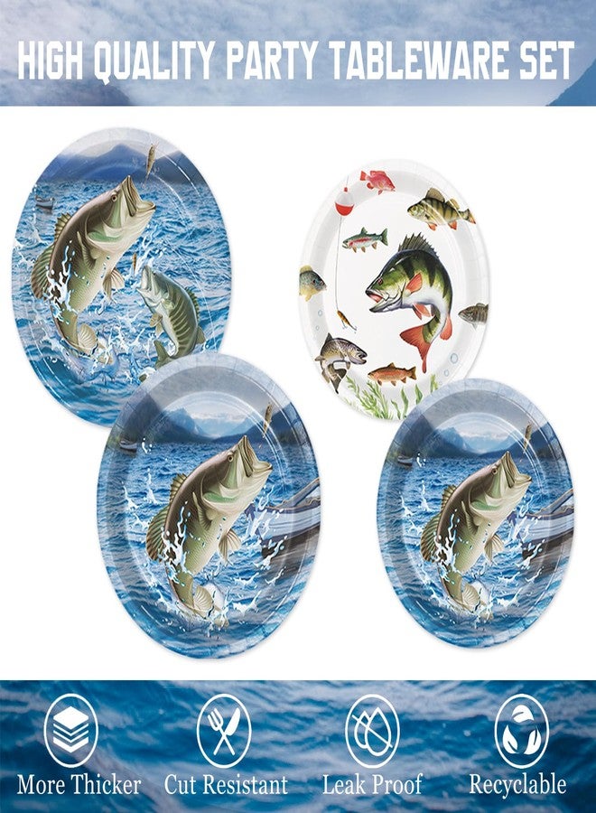 LINHAXM 178PCS Fishing Birthday Party Decorations Includes Plates, Napkins, Cups, Cutlery, Tablecloth, Cake & Cupcake Toppers, Banner, Hanging Swirls, Balloons for Fishing Party Decorations, Serve 20 - Image 3