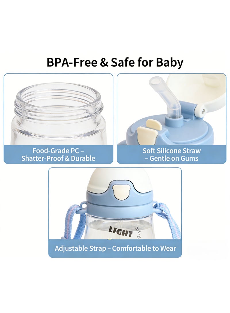 CESETH Three-In-One Baby Sipping Cup (370 Ml), Bpa-Free Baby Water Bottle, With Weighted Straw, Spill-Proof And Leak-Proof Children's Cup, With Handle And Strap, Can Be Freely Drunk In 360 Degrees, Suitable For Boys And Girls, Can Be Used At School, Home And Outdoors. - Image 4