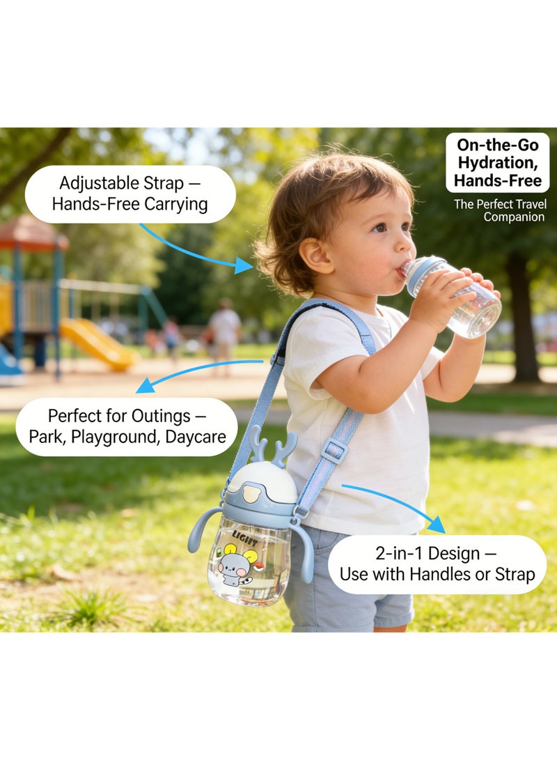 CESETH Three-In-One Baby Sipping Cup (370 Ml), Bpa-Free Baby Water Bottle, With Weighted Straw, Spill-Proof And Leak-Proof Children's Cup, With Handle And Strap, Can Be Freely Drunk In 360 Degrees, Suitable For Boys And Girls, Can Be Used At School, Home And Outdoors. - Image 2