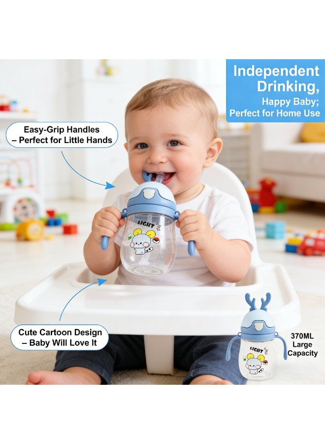 CESETH Three-In-One Baby Sipping Cup (370 Ml), Bpa-Free Baby Water Bottle, With Weighted Straw, Spill-Proof And Leak-Proof Children's Cup, With Handle And Strap, Can Be Freely Drunk In 360 Degrees, Suitable For Boys And Girls, Can Be Used At School, Home And Outdoors. - Image 5