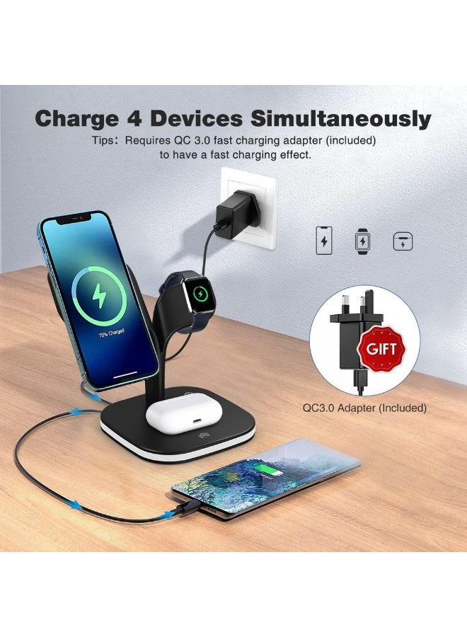 Magnetic Wireless Charger Upgrade MagSafe 5-in-1 Charging Station With LED Lamp Compatible With IPhone 14/13/12/Pro/Pro Max/Mini IWatch SE/8/7/6/5/4/3/2 Airpods 3/2/Pro/Ultra. - Image 5
