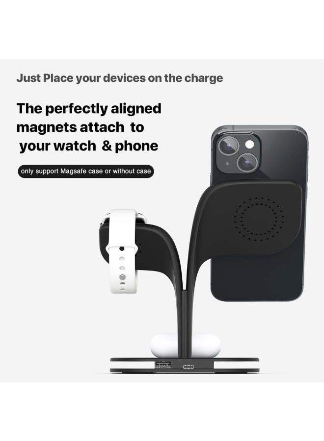 Magnetic Wireless Charger Upgrade MagSafe 5-in-1 Charging Station With LED Lamp Compatible With IPhone 14/13/12/Pro/Pro Max/Mini IWatch SE/8/7/6/5/4/3/2 Airpods 3/2/Pro/Ultra. - Image 4